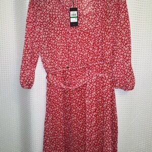 Tommy Hilfiger Red Floral Long Sleeve Dress